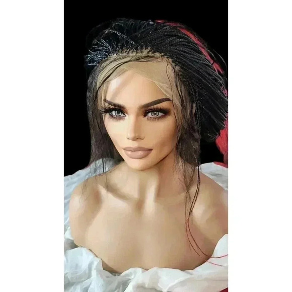 Yassine Red/Black Ombre Braided Wig | 100% Handmade Micro Millions Lace - Picture 3 of 16